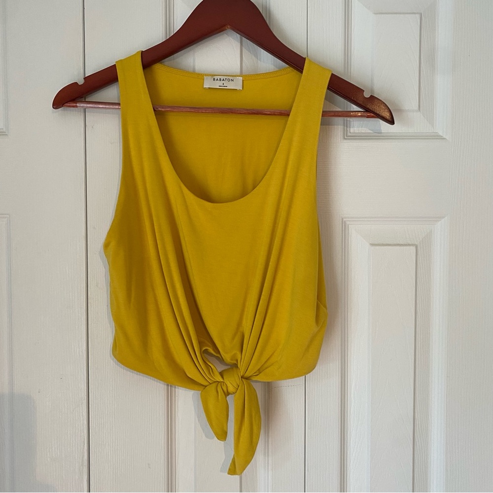 Mustard yellow cropped tank top.
